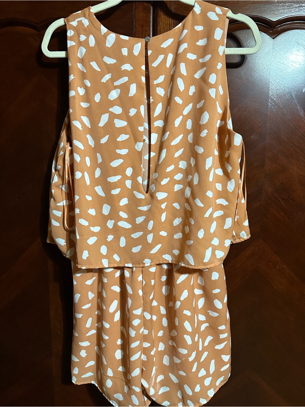 L Love Rust-Tan Dress with White Abstract Spots